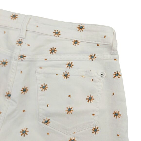 Pilcro by Anthropologie Jean Shorts Womens 27 White Cut-Off Stretch Embroidered - Picture 5 of 12